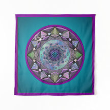 Turquoise Paarse Celtic Mandala Wall Tapestry