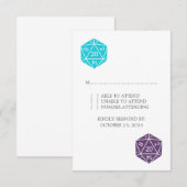 Turquoise/Paarse D20 Dice Response Kaart (Voorkant / Achterkant)