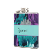 Turquoise & Paarse Daisies Heupfles (Links)