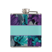 Turquoise & Paarse Daisies Heupfles (Achterkant)