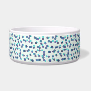 turquoise paarse en blauwe polka stippen voerbakje