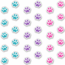 Turquoise Paarse en Roze Pootafdruk Sporen Sticker
