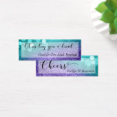 Turquoise Paarse Glitter Bokeh Script Drink Ticket Mini Visitekaartjes (Bureau)
