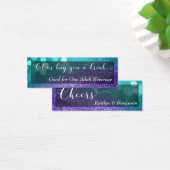 Turquoise Paarse Glitter Bokeh Script Drink Ticket Mini Visitekaartjes (Bureau)
