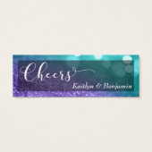 Turquoise Paarse Glitter Bokeh Script Drink Ticket Mini Visitekaartjes (Achterkant)