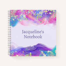 Turquoise & Paarse Glitter Rand Kinderen Notitiebo Notitieboek
