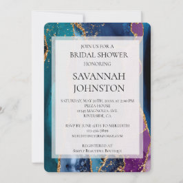 Turquoise Paarse Gouden Glitter Marmeren Vrijgezel Kaart