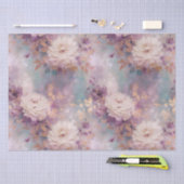 Turquoise Paarse Gouden Witte Bloemen Tissuepapier (Craft)