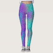 Turquoise Paarse Gradiënt Glitterende Glans Feest  Leggings (Voorkant)