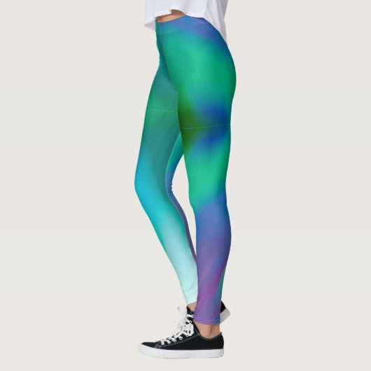 Turquoise paarse groen abstract patroonmodern leggings (Links)