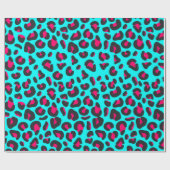 Turquoise Paarse Leopard Animal Print Cadeaupapier (Vlak)