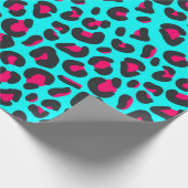 Turquoise Paarse Leopard Animal Print Cadeaupapier (Hoek)