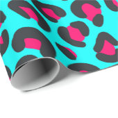 Turquoise Paarse Leopard Animal Print Cadeaupapier (Rol Hoek)