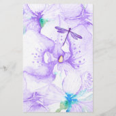 Turquoise, Paarse libel Persoonlijk Briefpapier (Achterkant)