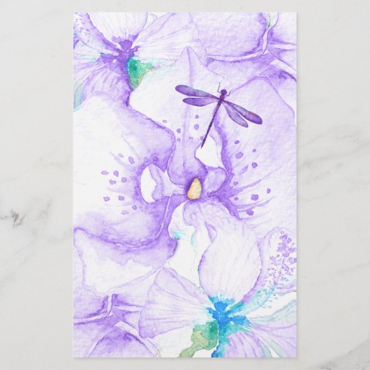 Turquoise, Paarse libel Persoonlijk Briefpapier (Achterkant)