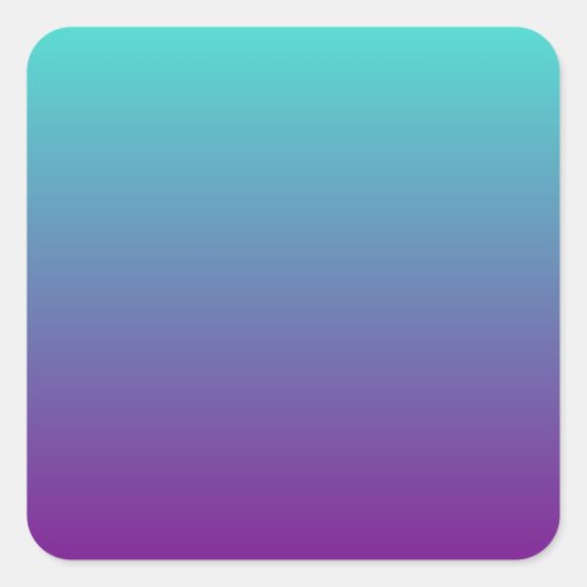 Turquoise Paarse Ombre Vierkante Sticker (Voorkant)
