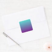 Turquoise Paarse Ombre Vierkante Sticker (Envelop)