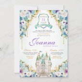 Turquoise Paarse Prinses Kasteel Royal Quinceanera Kaart (Voorkant)