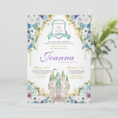 Turquoise Paarse Prinses Kasteel Royal Quinceanera Kaart (Staand voorkant)