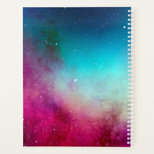 Turquoise Paarse roze Blauwgroen ruimtespanning Planner (Achterkant)