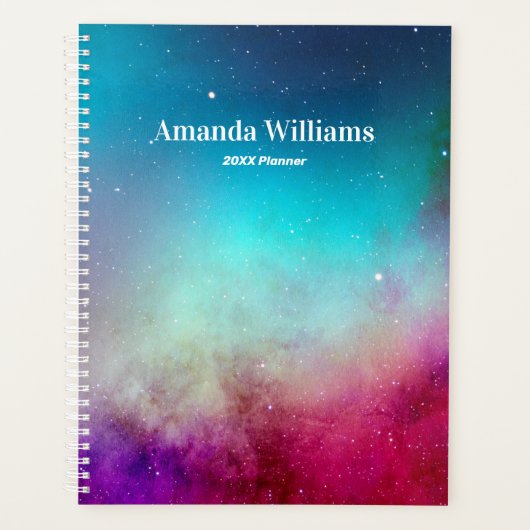 Turquoise Paarse roze Blauwgroen ruimtespanning Planner (Voorkant)