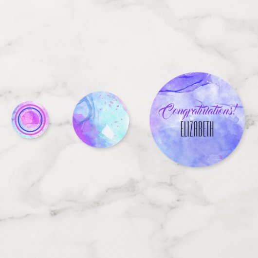 Turquoise, Paarse, roze pastel Waterverf Abstract Confetti (Voorkanten)