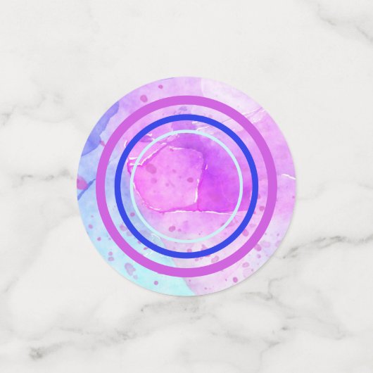 Turquoise, Paarse, roze pastel Waterverf Abstract Confetti (Kleine voorkant)