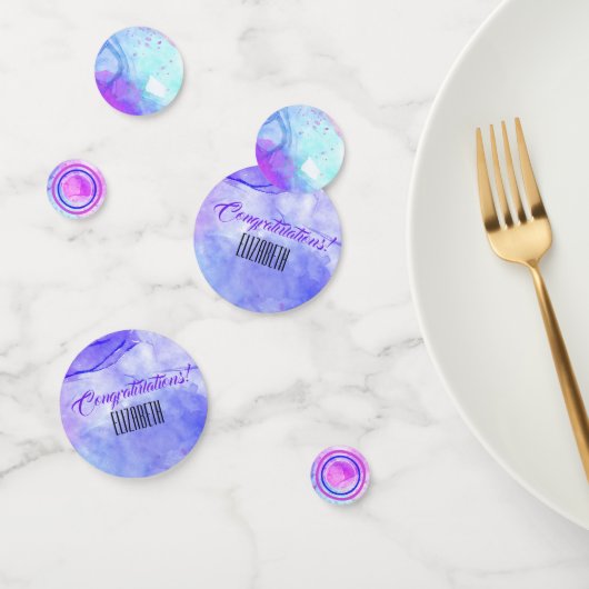 Turquoise, Paarse, roze pastel Waterverf Abstract Confetti (Groep)