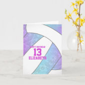 turquoise paarse roze volleybal blijdschap kaart (Gele Bloem)