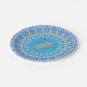 Turquoise Paarse Silver Turtle Mandala Papieren Bordje (Gekanteld)