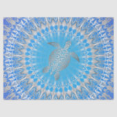 Turquoise Paarse Silver Turtle Mandala Tissuepapier (Voorkant)