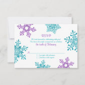 Turquoise Paarse sneeuwvlok Winter bruiloft RSVP (Voorkant)