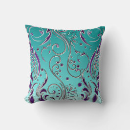 Turquoise Paarse swirl Kussen
