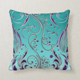 Turquoise Paarse swirl Kussen