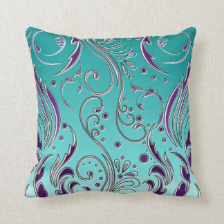Turquoise Paarse swirl Kussen