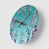 Turquoise Paarse swirl Ronde Klok (Hoek)