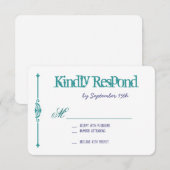 Turquoise Paarse Typography Wedding RSVP-kaarten RSVP Kaartje (Voorkant / Achterkant)