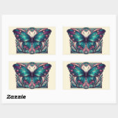 Turquoise & Paarse Vlinder 5 Rechthoekige Sticker (Vel)
