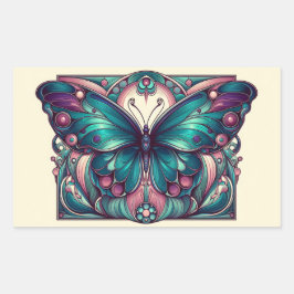 Turquoise & Paarse Vlinder 5 Rechthoekige Sticker