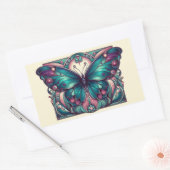 Turquoise & Paarse Vlinder 5 Rechthoekige Sticker (Envelop)