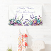 Turquoise Paarse Wilde Bloemen Bruidsdiner Spandoek (Insitu)