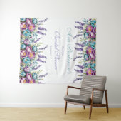 Turquoise Paarse Wilde Bloemen Bruidsdiner Wandkleed (In Situ (horizontaal))