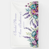 Turquoise Paarse Wilde Bloemen Bruidsfeestje Spandoek (Verticaal)