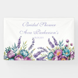 Turquoise Paarse Wilde Bloemen Bruidsmeisjesfeest Spandoek