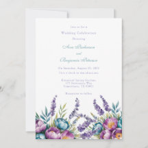 Turquoise Paarse wilde bloemen bruiloft