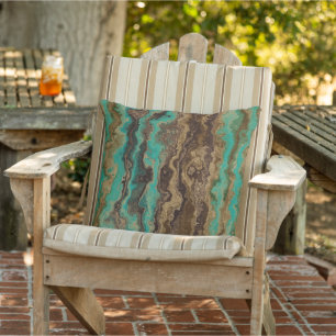 Turquoise paden buitenkussen