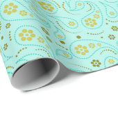 Turquoise Paisley Bandana naadloos patroon Cadeaupapier (Rol Hoek)