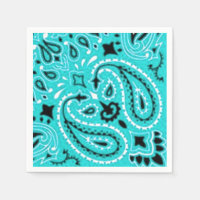 Turquoise Paisley Bandana Scarf BBQ Picnic Napkin