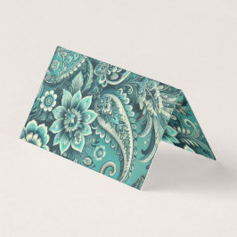 Turquoise paisley bloemenpatroon kaart