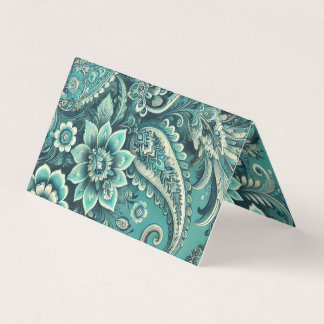 Turquoise paisley bloemenpatroon kaart